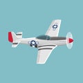 Legendary WWII american fighter aircraft. Single piston engine war machine vector illustration
