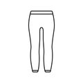 Leggings with elastic at waist and ankles. Linear icon of unisex tight-fitting pants. Black simple illustration of thermal