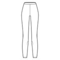 Leggings knit pants technical fashion illustration with normal waist, high rise, full length. Flat sport training casual