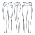 Leggings pants fashion flat sketch template.