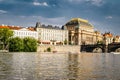 Legion Bridge over Vltava river in Prague with the National Teather in the back