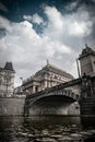 Legion Bridge over Vltava river in Prague with the National Teather in the back