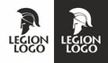 Legion logo. Stylish silhouette of a Greek ancient helmet and inscription