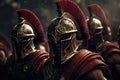 A legion of Spartan warriors in battle. Generative AI