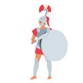 Legionary Soldier, Roman Warrior Gladiator Wearing Helmet Holding Sword and Shield Isolated on White Background Royalty Free Stock Photo