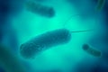 Legionella bacterium with flagella microscopic view 3D illustration