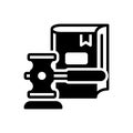 Black solid icon for Legislation, hammer and book Royalty Free Stock Photo