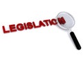 legislation under magnifier glass on white Royalty Free Stock Photo