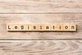 Legislation word written on wood block. legislation text on table, concept Royalty Free Stock Photo