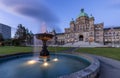 Legislative Assembly of British Columbia in the Capital City during colorful sunrise.