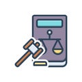 Color illustration icon for Legitimate, hammer and document