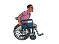 Legless african man disabled veteran in a wheelchair Royalty Free Stock Photo