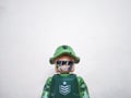 lego army soldier , lego army man toy isolated with white background , selective focus and background blur