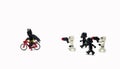 Lego batman riding bicycle chasing by lego stormtropper