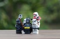 Lego batman taking photo with storm trooper minifigures. Royalty Free Stock Photo