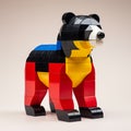 Color-blocked Lego Bear: A Bold And Detailed 3d Construction