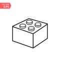 Lego brick block or piece line art vector icon for toy apps and websites