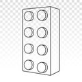 Lego brick block or piece line art vector icon for toy mobile app and websites