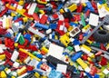 Lego Brick toys mixed on the ground.