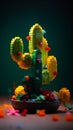 lego cactus with flowers, mexican kids style, generation ai