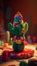 lego cactus with flowers, mexican kids style, generation ai