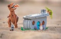 Lego flintstones minifigure wilma looking for fred Royalty Free Stock Photo