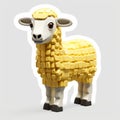 Lego Flora And Fauna Sheep Sticker - 3d Plastic Texture