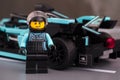 Lego Formula E Panasonic Jaguar Racing Gen2 driver minifigure by LEGO Speed Champions with his car