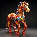 Colorful Lego Horse Model With Realistic Rendering And Technological Fusion