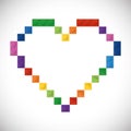 Lego icon. Abstract heart figure. Vector graphic