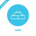 lego icon vector from baby toys collection. Thin line lego outline icon vector illustration. Linear symbol for use on web and