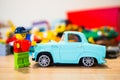 Lego man and car