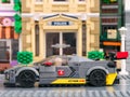 Lego Chevrolet Corvette C8.R race car car by LEGO Speed Champions on a city street