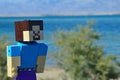 LEGO Minecraft smiling large figure of Steve standing on summer Croatian sandy beach