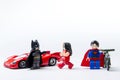 LEGO minifigure Batman VS Superman and stormtrooper. Royalty Free Stock Photo