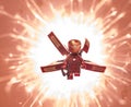 lego minifigure Iron man flying