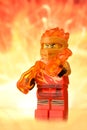 Lego minifigure Kai fire ninja closed up