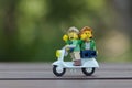 lego minifigures Sightseeing with scooter. Royalty Free Stock Photo