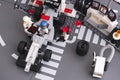 Lego MP4-29 race car in McLaren Mercedes Pit Stop Royalty Free Stock Photo