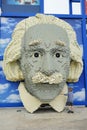 Lego Portrait of Albert Einstein at Legoland and a small kid