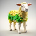 Lego Sheep: A Vibrant 3d Model With Realistic Rendering