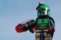 Lego Star Wars Mandalorian warrior figure with green helmet and armor Royalty Free Stock Photo