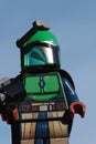 Lego Star Wars Mandalorian warrior figure with green helmet and armor Royalty Free Stock Photo