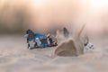 Lego star wars minifigures stormtroopers in the ship on desert battleground