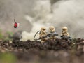 Lego star wars minifigures stormtroopers wlaking on the battleground