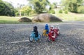 lego starwars trooper riding bicycle on patrol at park.