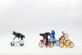 Lego starwars troopers chasing lego batman Royalty Free Stock Photo