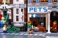 Lego street with houses and minifigures