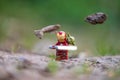 Lego Super Heroes training of iron man Royalty Free Stock Photo