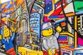Lego Wall Art Mosaic Display. Happy Minifigures in Manhattan, New York City, USA